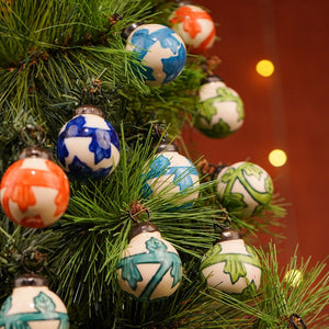 Artisan Multicolor Ceramic Christmas Ornaments Set of 25 CO-65426