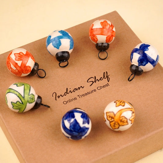 Artisan Multicolor Ceramic Christmas Ornaments Set of 25 CO-65426