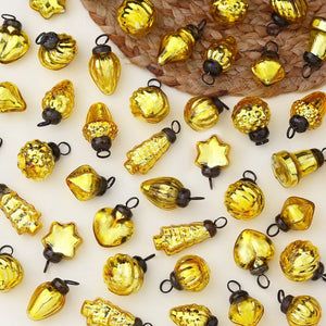 Golden Glass Vintage Ornaments 25-Pack for Mini Trees CO-61344