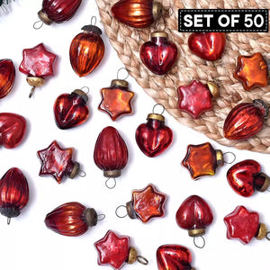 Handmade Crimson Red Glass Christmas Ornaments Set of 50 CO-58139