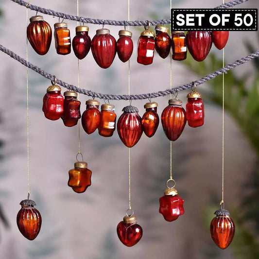 Handmade Crimson Red Glass Christmas Ornaments Set of 50 CO-58139