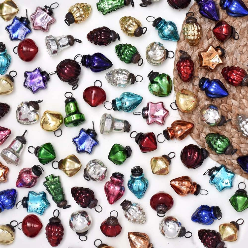 Multicolor Handmade Glass Christmas Ornaments Set of 10 CO-62412