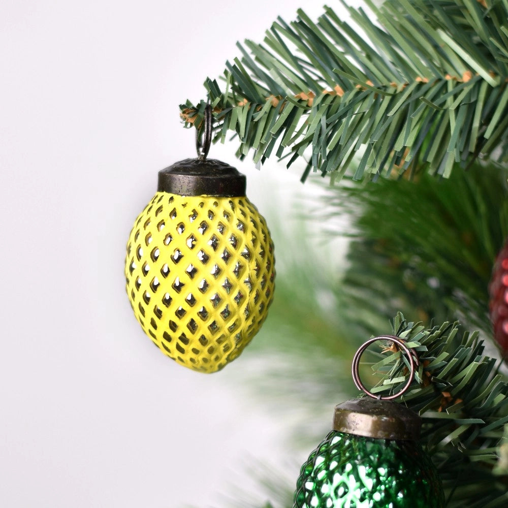 Textured Multicolor Glass Christmas Ornaments Set of 12 CO-63987