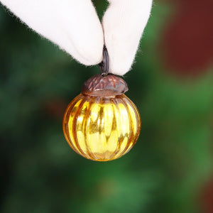 Golden Handmade Glass Christmas Ornament Single Piece CO-65452