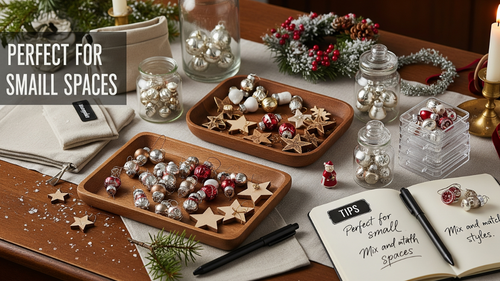 Mini Christmas ornaments in glass, ceramic and metal materials under 3 inches diameter