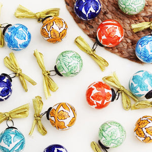 Handmade Multicolor Ceramic Christmas Ornaments Set of 12 CO-64927