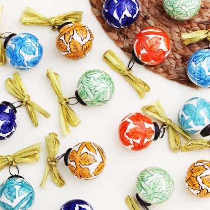 Handmade Multicolor Ceramic Christmas Ornaments Set of 12 CO-64927
