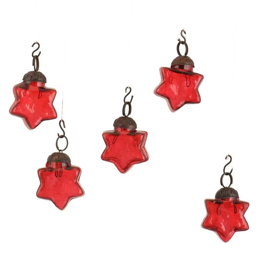 Red Glass Star Christmas Ornaments Set of 25 Vintage Tree Décor CO-65159