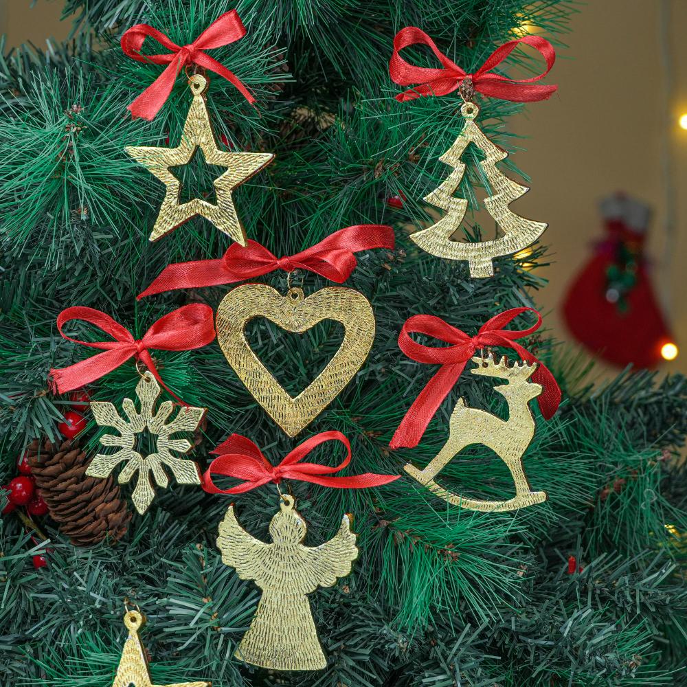 Golden Aluminium Cutout Tree Ornaments – 6-Piece Set CO- 69202