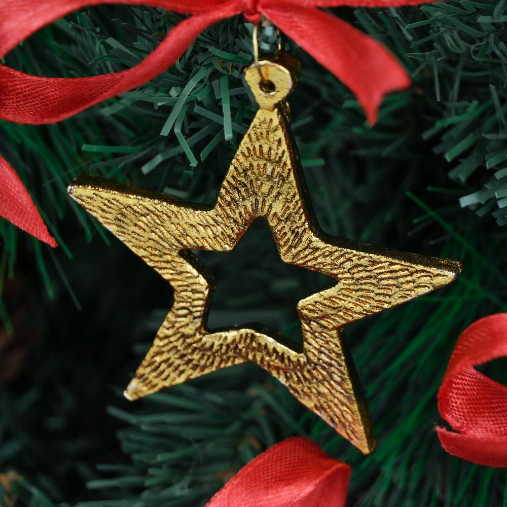 Golden Aluminium Cutout Tree Ornaments – 6-Piece Set CO- 69202