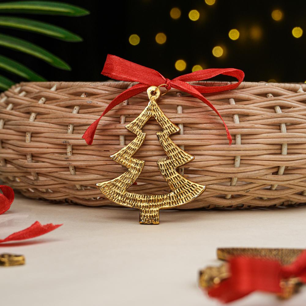 Golden Aluminium Cutout Tree Ornaments – 6-Piece Set CO- 69202