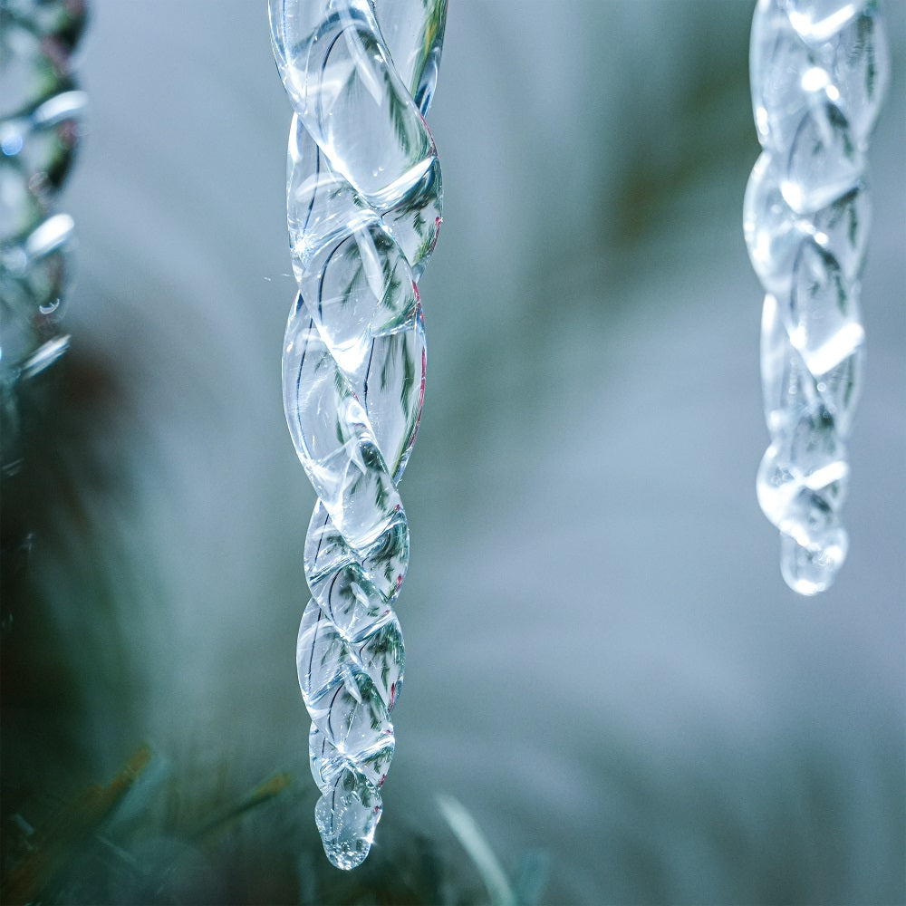 Clear Glass Twisted Icicle Ornaments 20-Pack for Tree Décor CO-70347