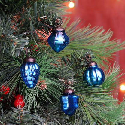 Blue Glass Vintage Christmas Ornaments 25-Pack for Mini Trees CO-65169