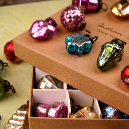 Multicolor Vintage Glass Mini Christmas Ornaments 25-Pack for DIY Trees & Gifts CO-68386