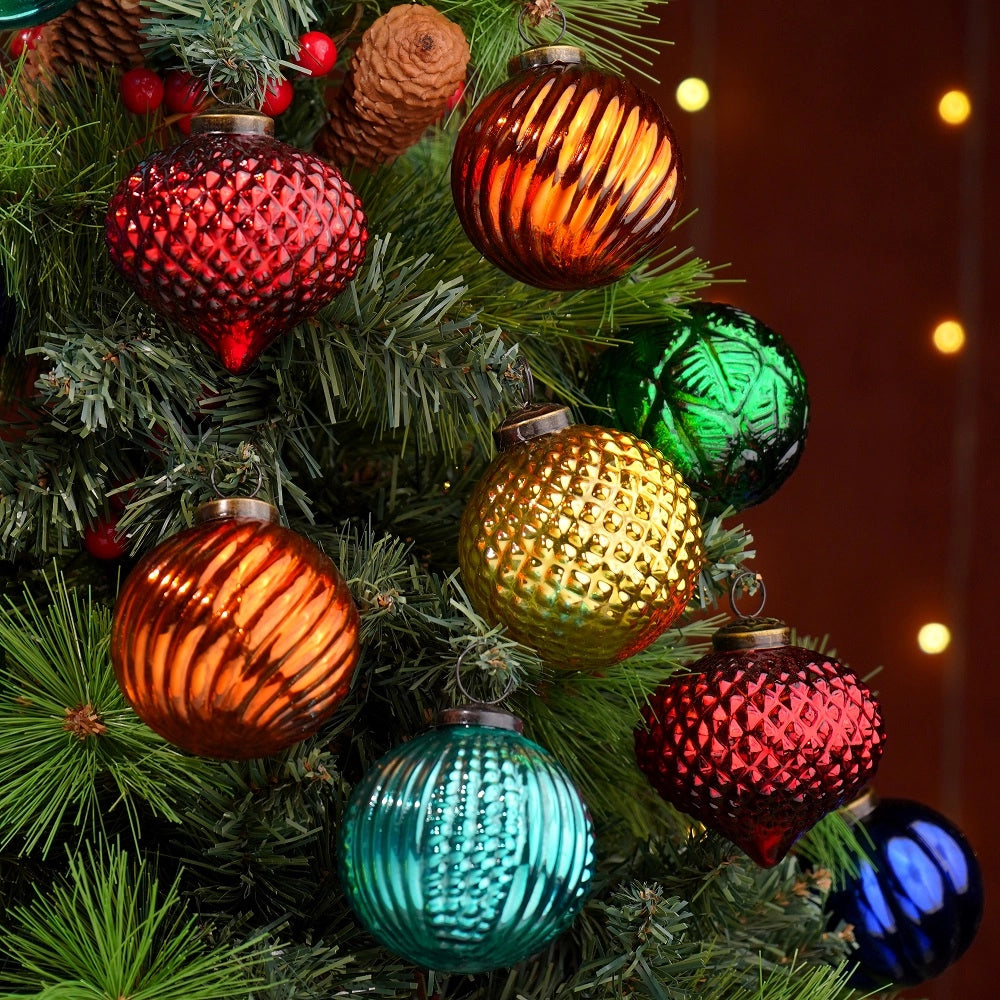 Multicolor Handmade Glass Christmas Ornaments Set of 6 CO-65267
